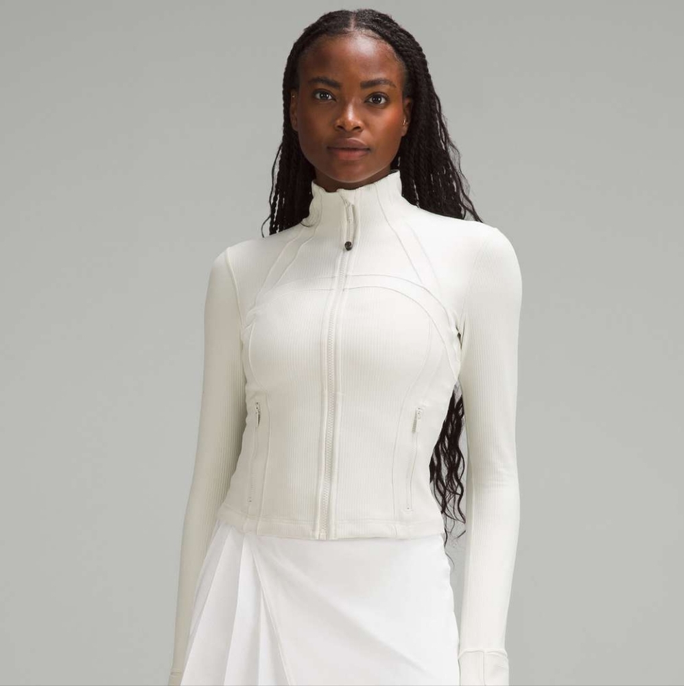 Lululemon Cropped Define Jacket Ribbed Nulu Bone Radiate Transparent Foil Size 2